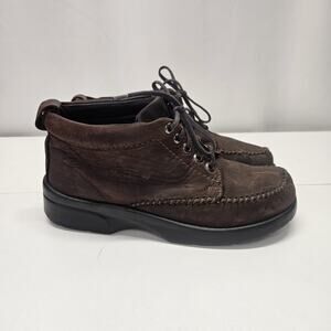 Vtg DEXTER Suede Boat Oxford Boot Casual Shoes Brown Womens Size 7.5W Grunge Y2K